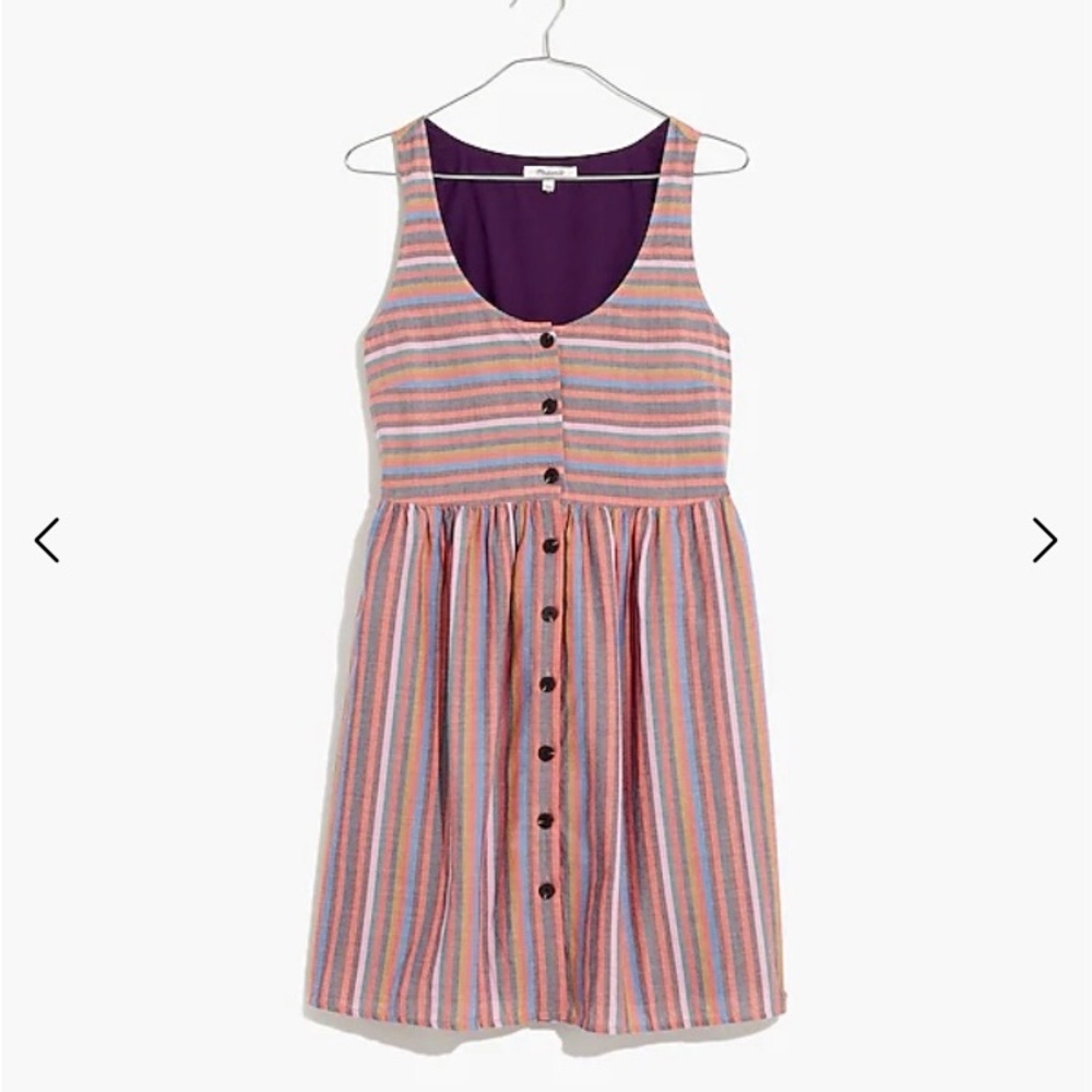 Scoopneck Tank Dress in Rainbow Stripe
